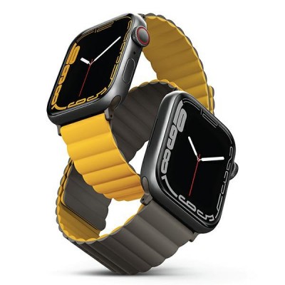 UNIQ Revix Reversible Μαγνητικό BAND Λουράκι για Apple Watch series 4/5/6/7/SE/8/9/10/Ultra 1/2 - 44/45/46/49mm - ΚΙΤΡΙΝΟ/ΧΑΚΙ - UNIQ740