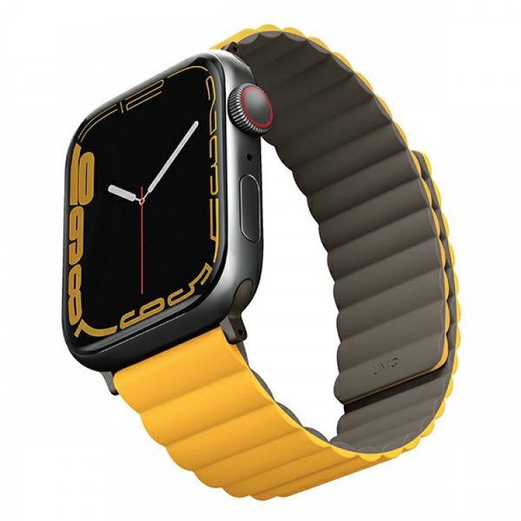 UNIQ Revix Reversible Μαγνητικό BAND Λουράκι για Apple Watch series 4/5/6/7/SE/8/9/10/Ultra 1/2 - 44/45/46/49mm - ΚΙΤΡΙΝΟ/ΧΑΚΙ - UNIQ740