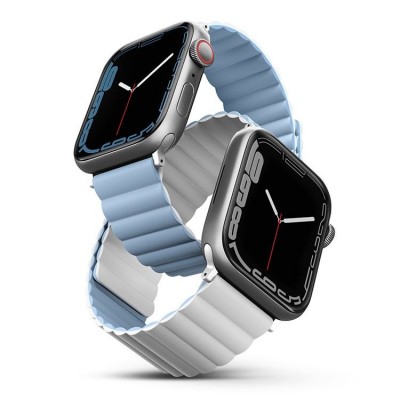 UNIQ Revix Reversible Μαγνητικό BAND Λουράκι για Apple Watch series 4/5/6/7/SE/8/9/Ultra - 44/45/49mm - ΛΕΥΚΟ ΜΠΛΕ - UNIQ818