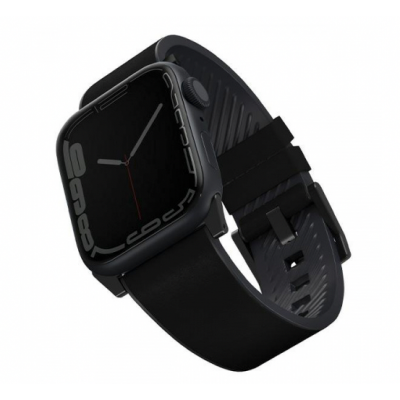 UNIQ Straden Waterproof Leather Hybrid Strap for Apple Watch series 4/5/6/7/SE - 45/44/42mm - Black - UNIQ588BLK