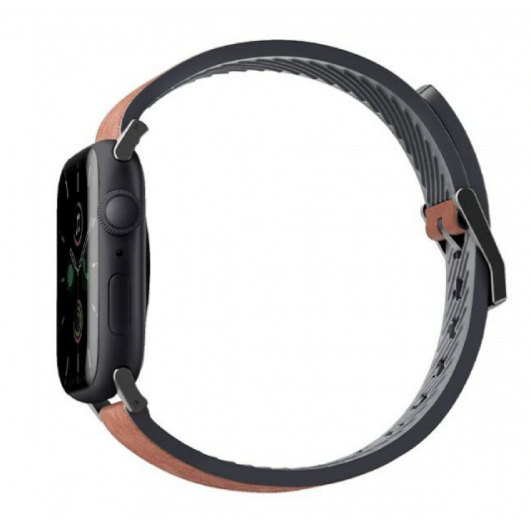 UNIQ Straden Waterproof ΔΕΡΜΑΤΙΝΟ Hybrid Strap Λουράκι για Apple Watch series 4/5/6/7/SE - 45/44/42mm - ΚΑΦΕ - UNIQ587BR