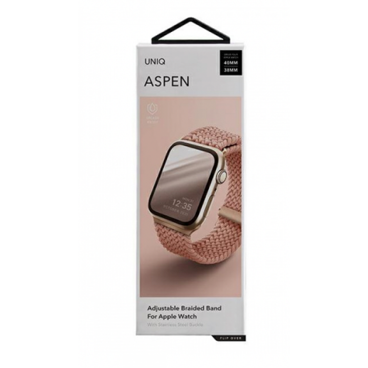 UNIQ Aspen Braided DE Strap Λουράκι για Apple Watch series 4/5/6/7/SΕ - 40mm/41mm/38mm - Grapefruit Pink - UNIQ577GRAPNK