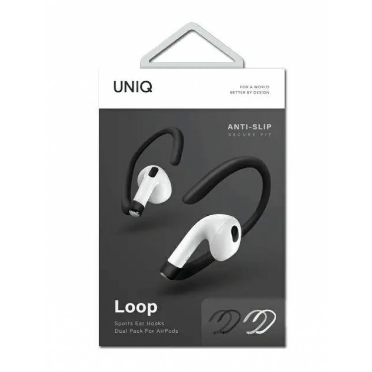 UNIQ Loop Sports Ear Hooks για Apple AirPods series - ΛΕΥΚΟ ΜΑΥΡΟ - 2 ΤΕΜ -  UNIQ574WHTBLK