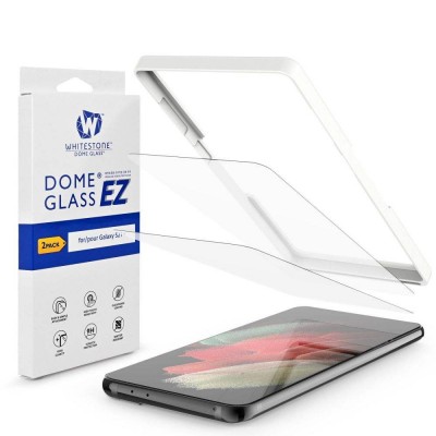 WHITESTONE DOME EZ Tempered Glass Installation Kit Fullcover 3D 9H 0.33MM FULL CURVED for Samsung Galaxy S21+ Plus - CLEAR - 2 PCS