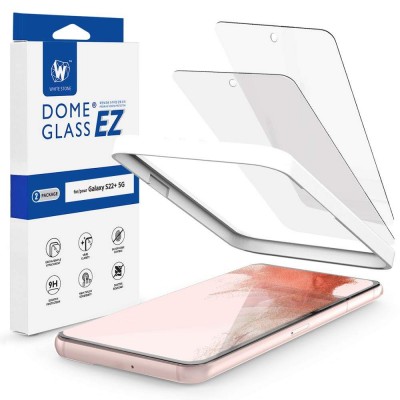 WHITESTONE DOME EZ Tempered Glass Installation Kit Fullcover 3D 9H 0.33MM FULL CURVED for Samsung Galaxy S22+ PLUS - CLEAR - 2 PCS