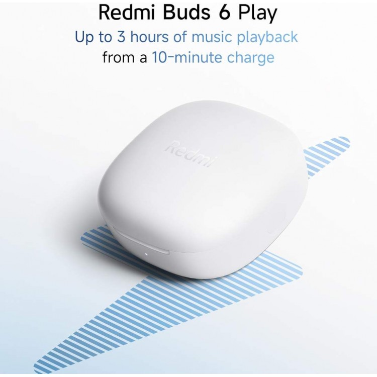 Xiaomi Ασύρματα ακουστικά Earbuds Redmi Buds 6 Play - Bluetooth 5.4, Noise Cancellation, Ergonomic Design - ΛΕΥΚΟ