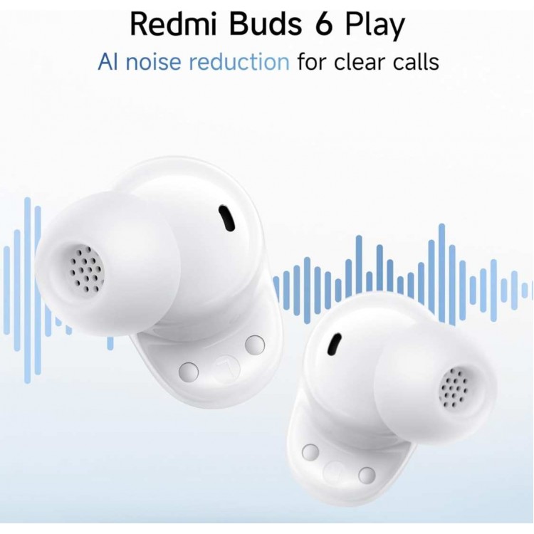 Xiaomi Ασύρματα ακουστικά Earbuds Redmi Buds 6 Play - Bluetooth 5.4, Noise Cancellation, Ergonomic Design - ΛΕΥΚΟ