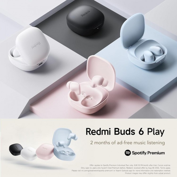 Xiaomi Ασύρματα ακουστικά Earbuds Redmi Buds 6 Play - Bluetooth 5.4, Noise Cancellation, Ergonomic Design - ΛΕΥΚΟ
