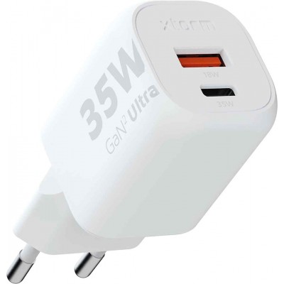 Xtorm Φορτιστής οικιακός Ultra-Wall 35W GaN2 PD Power Delivery DUAL, USB-A και USB-C PORT - ΛΕΥΚΟ - XT-XEC035