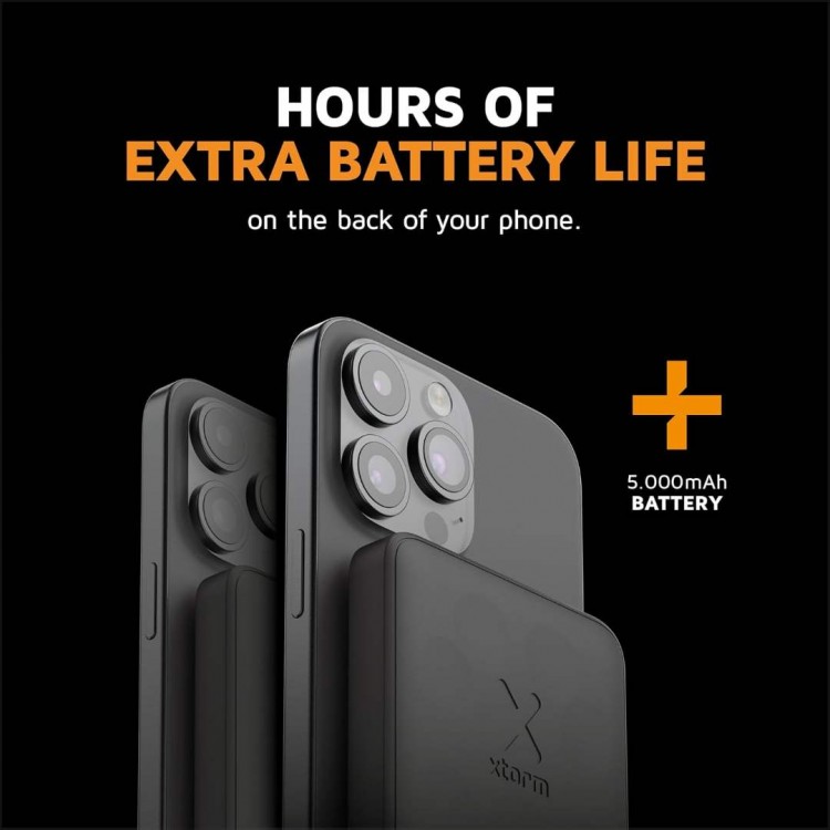 Xtorm MagCharge Pro universal Μαγνιτικό Power Bank 5.000mAh με USB-C, LED - ΜΑΥΡΟ - XT-FS5W051