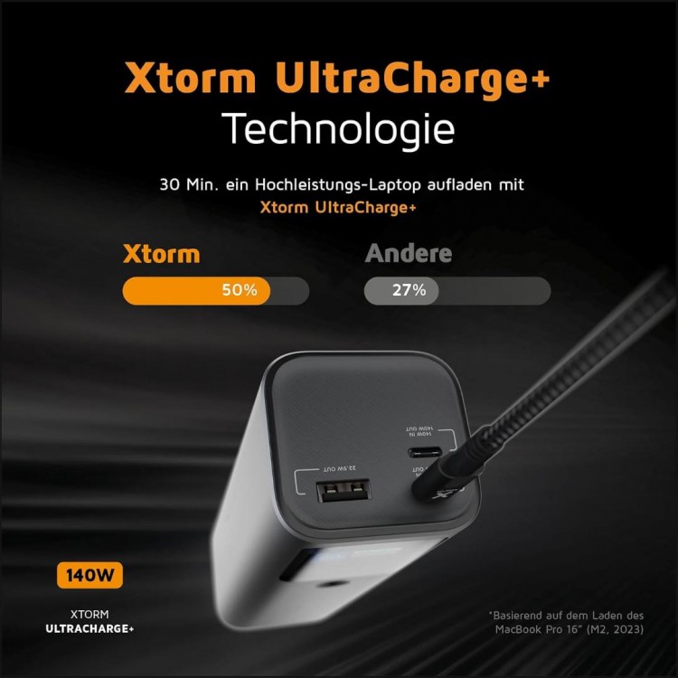 XTORM Nova Pro Ultra FastCharge USB-C Powerbank Αλουμινίου 27K, 140W, 27.600mA με Smart Οθόνη για Notebook,Smartphones,Tablets - XT-XNP276 - ΓΚΡΙ ΜΑΥΡΟ