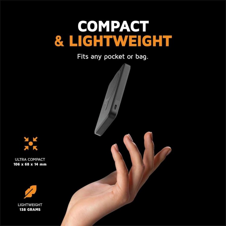 Xtorm MagCharge Pro universal Μαγνιτικό Power Bank 5.000mAh με USB-C, LED - ΜΑΥΡΟ - XT-FS5W051