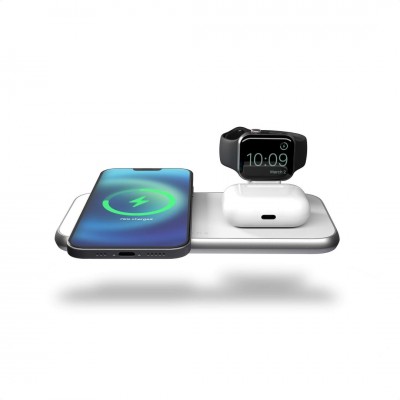 Zens Aluminium Wireless Qi Charger + Magsafe (Preparation) + Watch (incl. Watch Cable) + USB - 45W - WHITE - ZEDC17W00