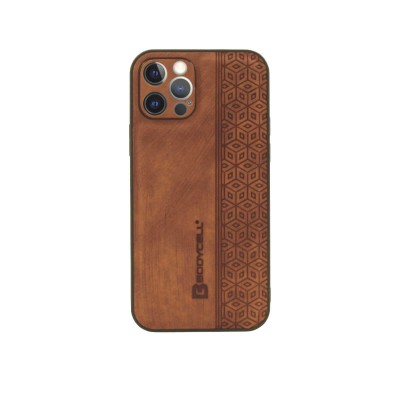 Bodycell Pattern Leather Backcover iPhone 12 Pro  Brown