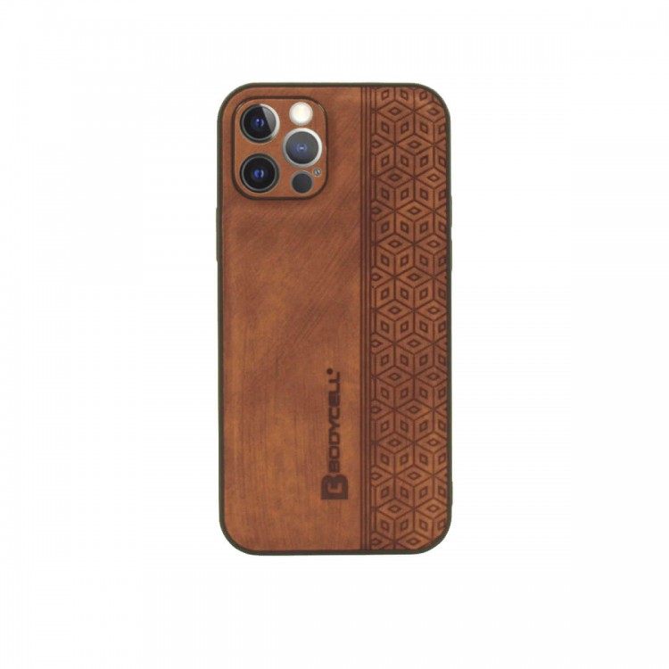 Bodycell Pattern Leather Backcover iPhone 12 Pro  Brown