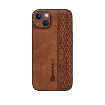 Bodycell Pattern Leather Backcover iPhone 14 Plus Brown