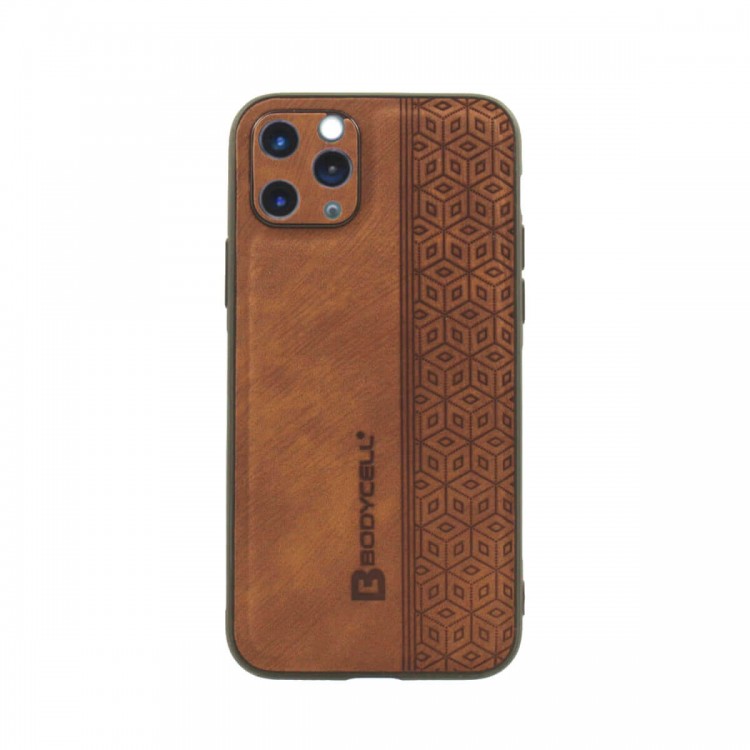 Bodycell Pattern Leather Backcover iPhone 11 Pro Max Brown