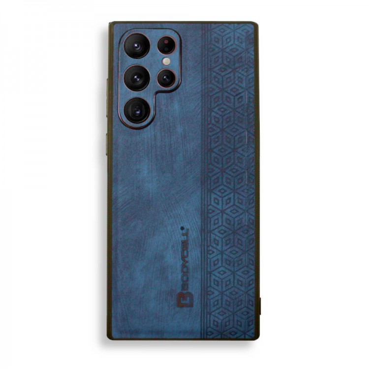 Bodycell Pattern Leather Backcover Samsung S22 Ultra Blue