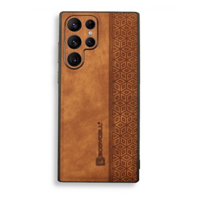 Bodycell Pattern Leather Backcover Samsung S22 Ultra Brown