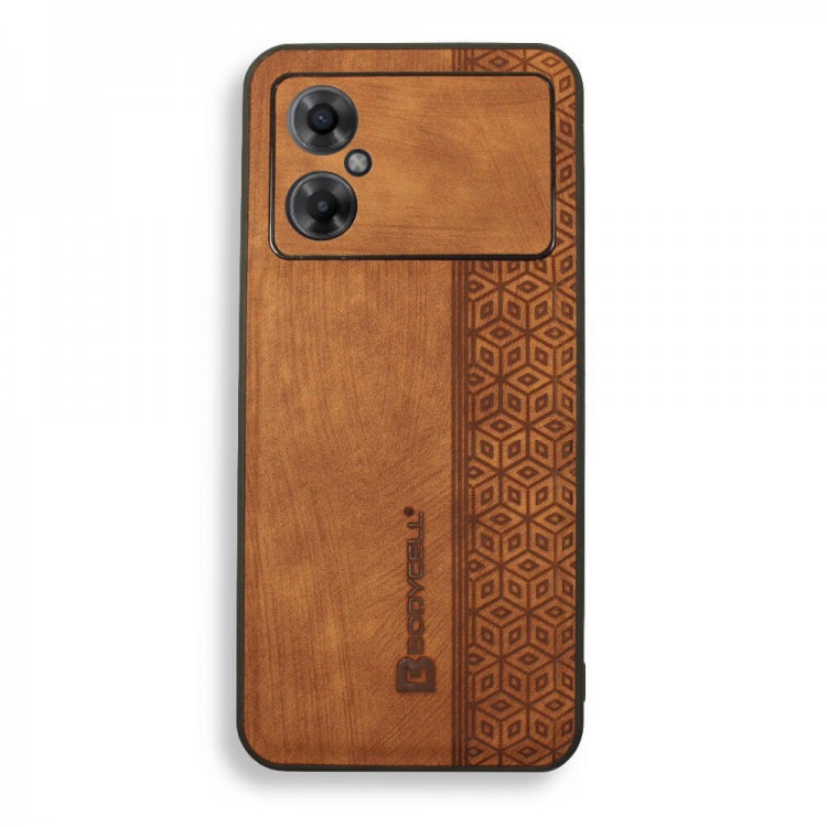 Bodycell Pattern Leather Backcover Xiaomi Poco M4 5G Brown