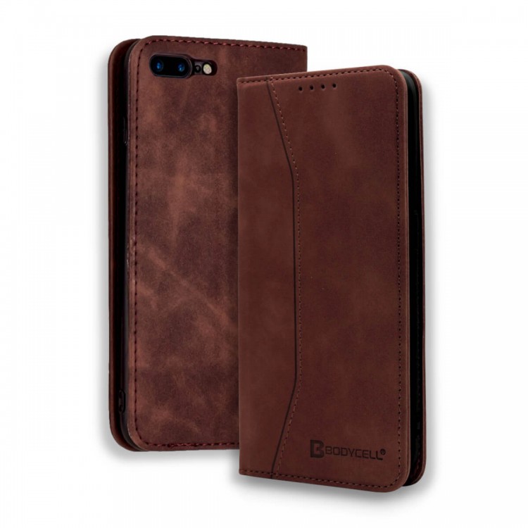 Bodycell Book Case Pu Leather iPhone 7/8 Plus Dark Brown