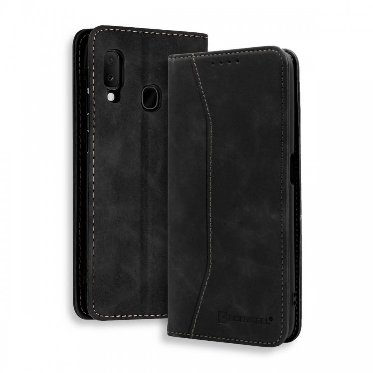 Bodycell Book Case Pu Leather Samsung A20E Black
