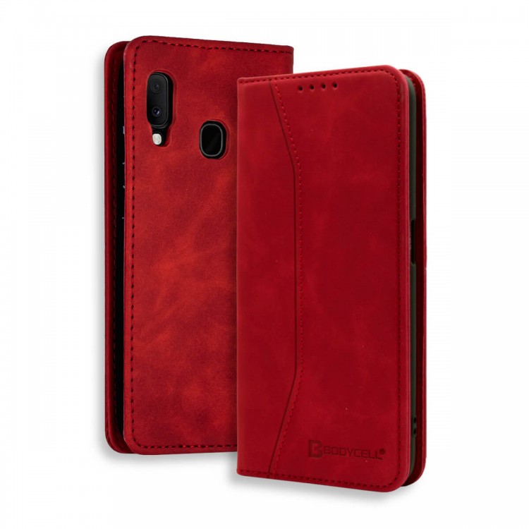 Bodycell Book Case Pu Leather Samsung A20E Red