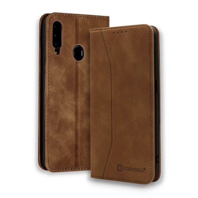 Bodycell Book Case Pu Leather Samsung A20S Brown