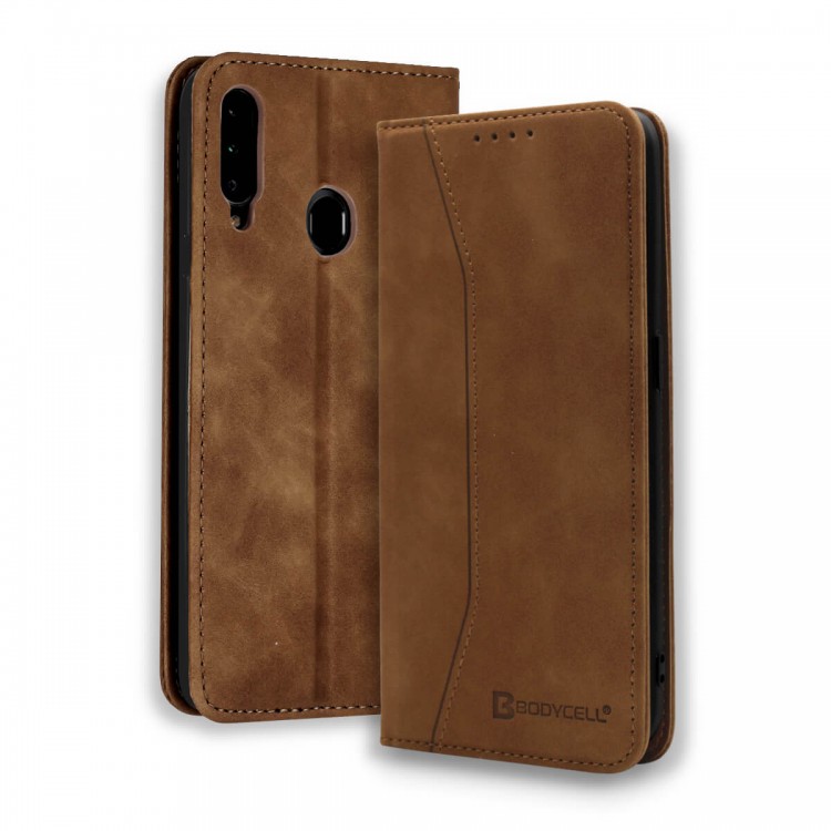 Bodycell Book Case Pu Leather Samsung A20S Brown