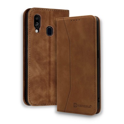 Bodycell Book Case Pu Leather Samsung A40 Brown