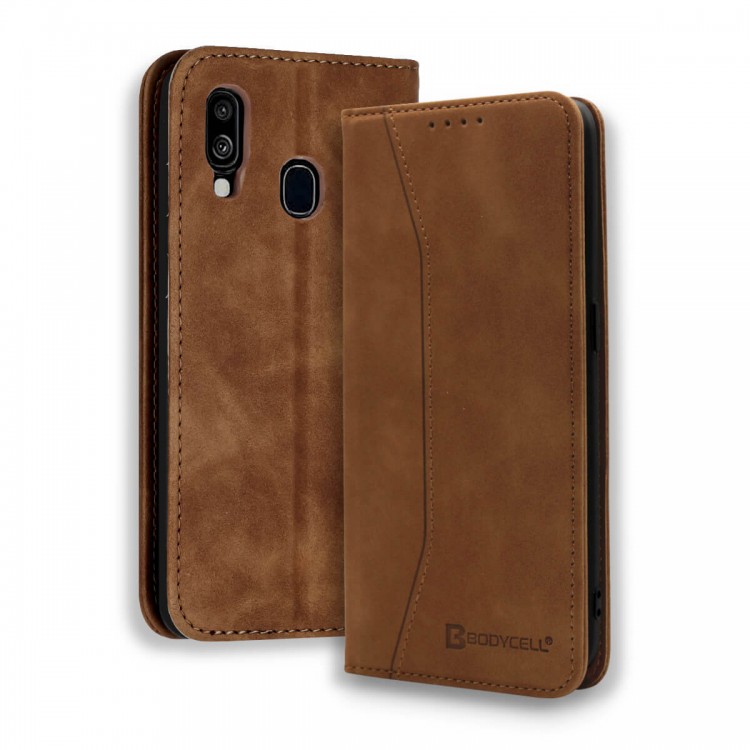 Bodycell Book Case Pu Leather Samsung A40 Brown