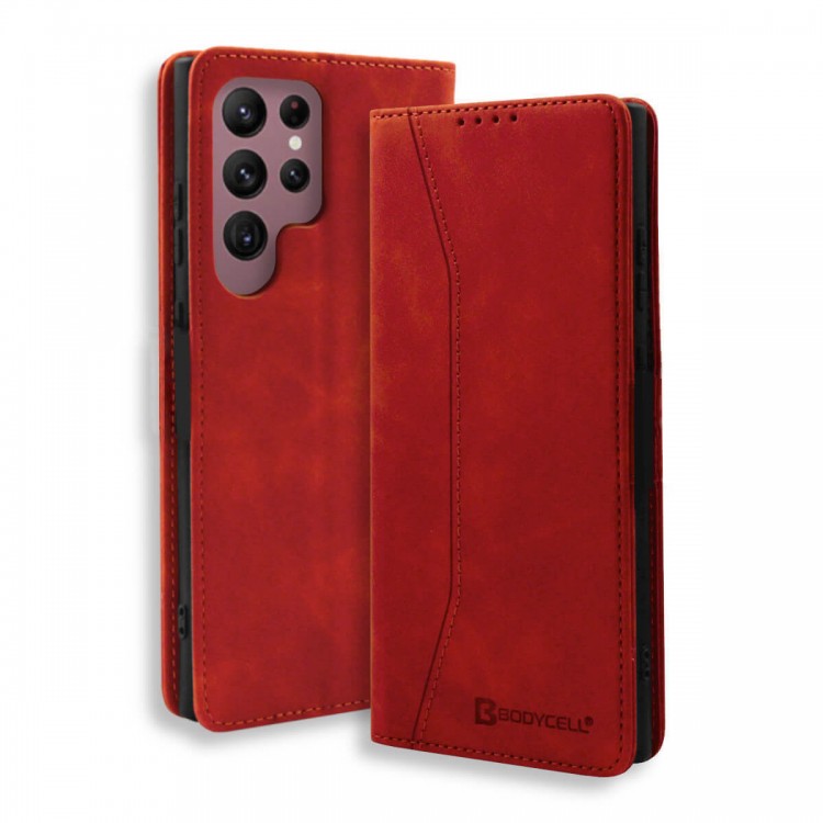 Bodycell Book Case Pu Leather Samsung S22 Ultra 5G Red