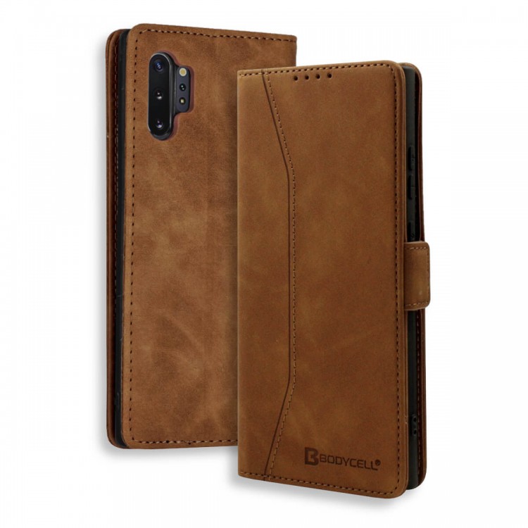 Bodycell Book Case Pu Leather Samsung Note 10 Plus Brown