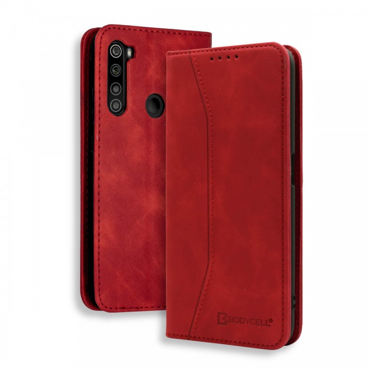 Bodycell Book Case Pu Leather Xiaomi Note 8T Red