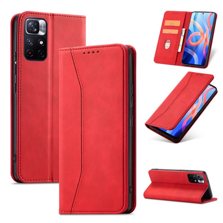 Bodycell Book Case Pu Leather Xiaomi Note 11T/Note 11s 5G/Poco M4 Pro 5G  Red