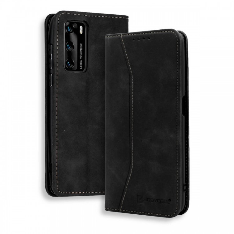 Bodycell Book Case Pu Leather Huawei P40  Black