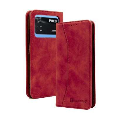 Bodycell Book Case Pu Leather Xiaomi Poco M4 Pro Red
