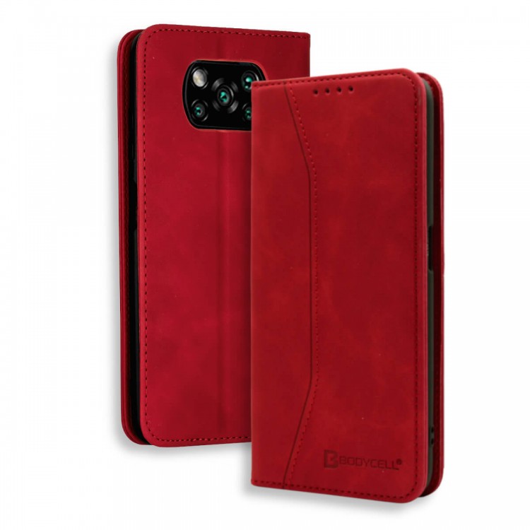 Bodycell Book Case Pu Leather Xiaomi Poco X3 NFC/X3 Pro Red
