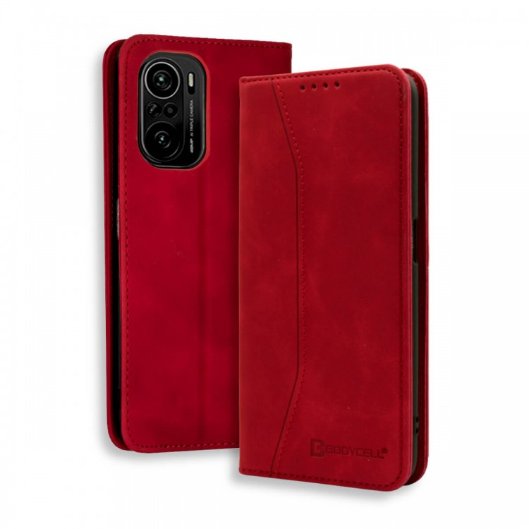 Bodycell Book Case Pu Leather Xiaomi Poco F3 5G Red