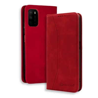 Bodycell Book Case Pu Leather Xiaomi Poco M3/Note 9 4G Red