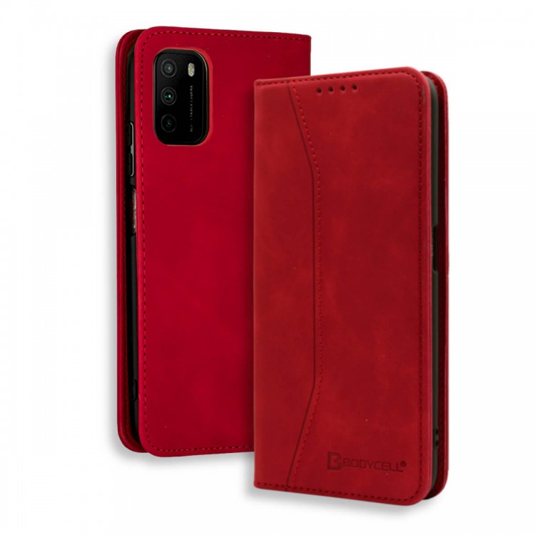 Bodycell Book Case Pu Leather Xiaomi Poco M3/Note 9 4G Red