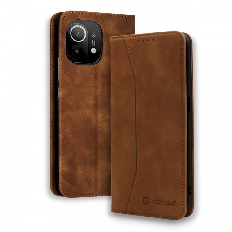 Bodycell Book Case Pu Leather Xiaomi Mi 11  Brown