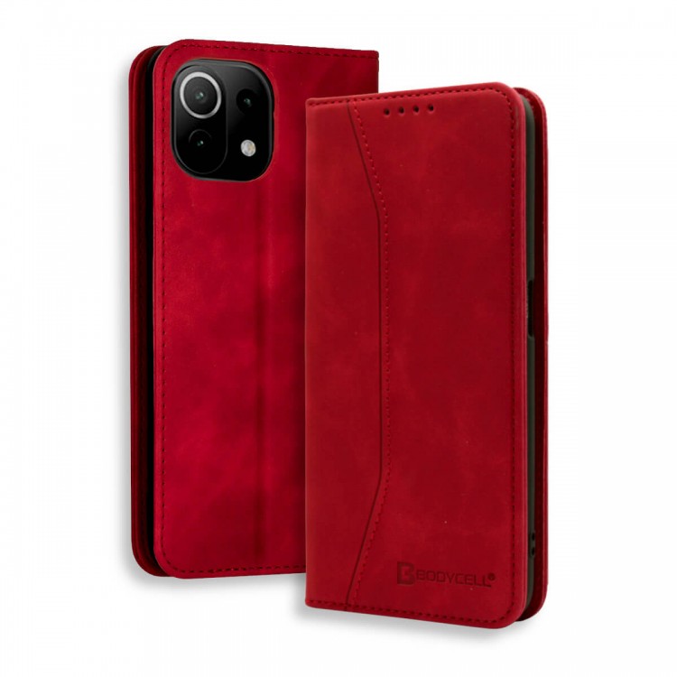 Bodycell Book Case Pu Leather Xiaomi Mi 11 Lite 4/5G Red