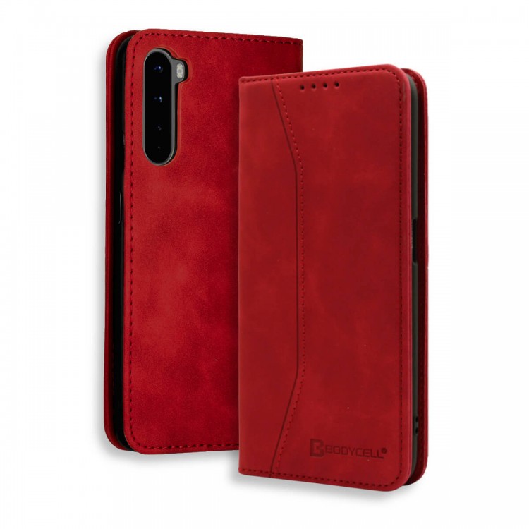 Bodycell Book Case Pu Leather OnePlus Nord  Red