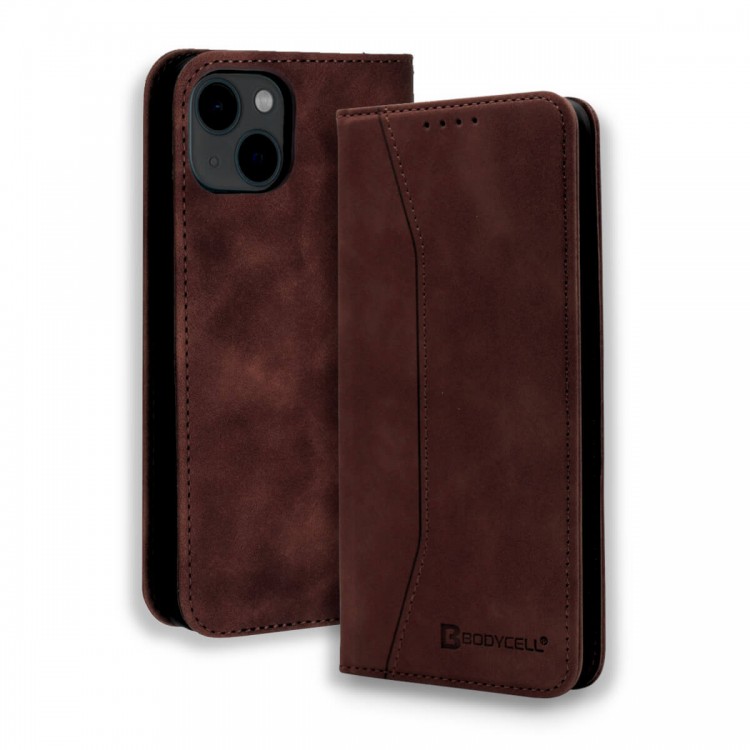 Bodycell Book Case Pu Leather iPhone 13  Dark Brown