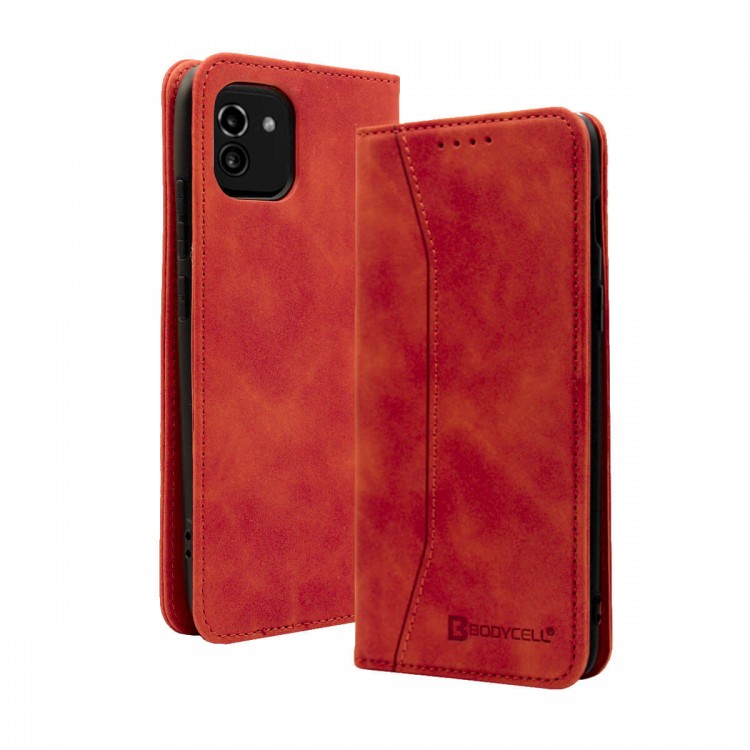 Bodycell Book Case Pu Leather Samsung A03 4G Red