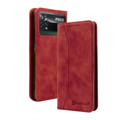 Bodycell Book Case Pu Leather Xiaomi Poco X4 Pro 5G Red