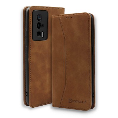 Bodycell Book Case Pu Leather Xiaomi Poco F5 Pro Brown