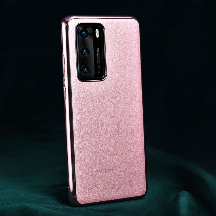 iCarer RHP 40001 Huawei P40 Genuine Leather Back Cover Pink