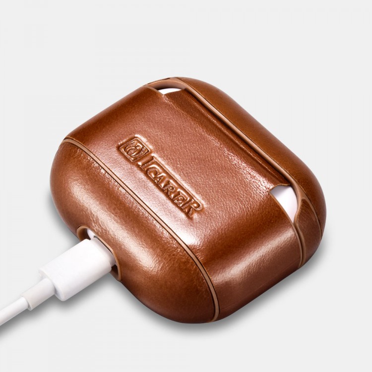 iCarer IAP 056 AirPods 3 Genuine Leather Case Brown